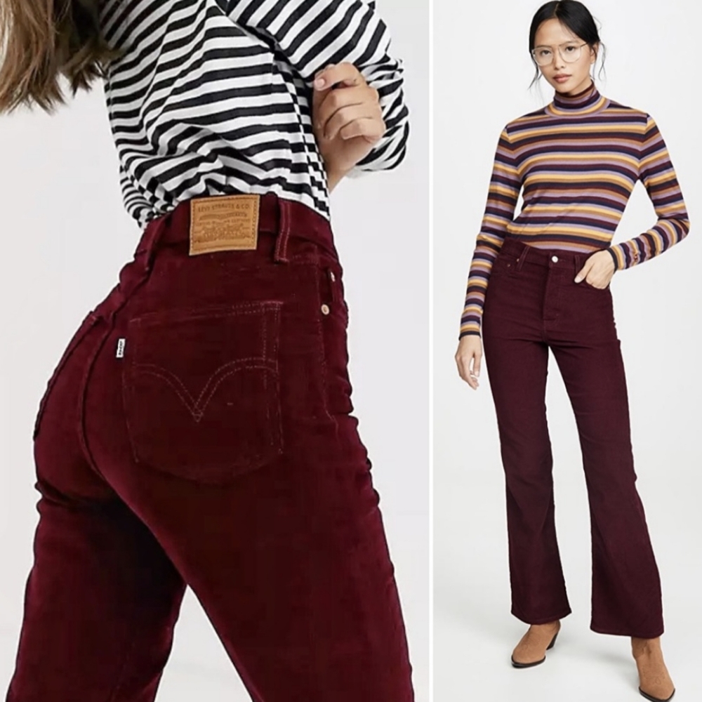 Levi's ribcage high waist flare corduroy pants in Shiraz